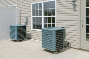Two outdoor AC units outside of Nashville home.